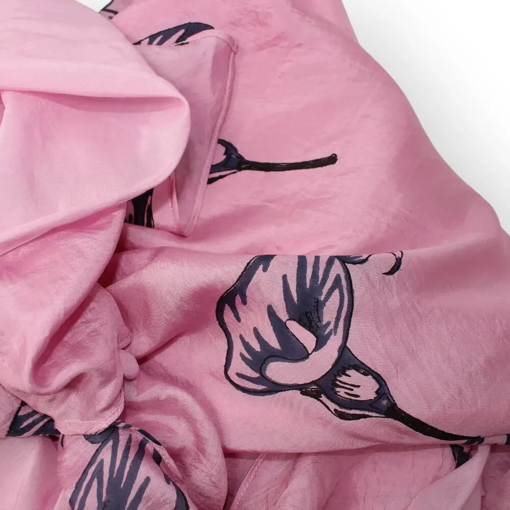 Large Alix of Bohemia Athens Pink Calla Lily Silk Slip Dress Sweetheart Lined - Picture 7 of 16